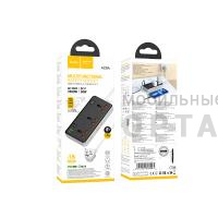 Сетевой фильтр HOCO AC8A, 1.5м, 10A/250V, 5V/3A, 3 розетки, 3хUSB, Type-C, с выключателем, Type-C: 30W, USB-A 1: 18W,  черный