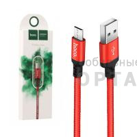 Кабель Usb to Micro HOCO X14 Times speed, 2.0м, круглый, 2.0A, ткань, цвет: красный (1/33/330)