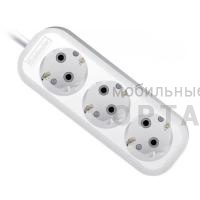 Удлинитель DEFENDER R330 3 гнезда, 3 метра, 16А/3500Вт, с заземлением, ПВС 3х1,0мм, белый (1/40)