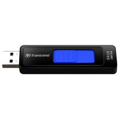 Флешка USB3.0 64 Гб Transcend  JetFlash 760  чёрный/голубой