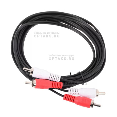 Кабель соединительный TELECOM 2xRCA (M) / 2xRCA (M), чёрный, 3 м. (1/100)