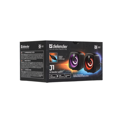 Акустическая 2.0 система DEFENDER J1 6Вт, подсветка, питание от USB, черный (1/30)