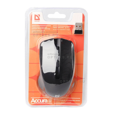 Мышь DEFENDER Accura MM-935 черная, беспроводная, 4 кнопки, 800-1600dpi, USB