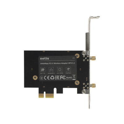 PCI Express адаптер NETIS F1с поддержкой Wi-Fi  AX3000,  Bluetooth (ант.внеш.съем) 2ант. (1/80)