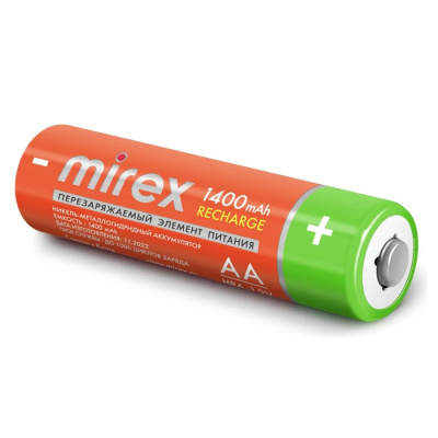 Аккумулятор Ni-MH Mirex HR6 / AA 1400mAh 1,2V 2 шт (2/20/100), ecopack