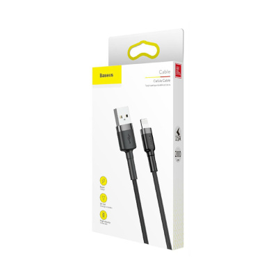 Кабель Usb to Lightning Baseus cafule 1.5A 2m Gray+Black