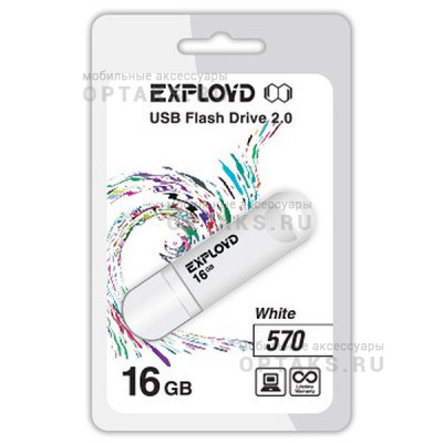 Флешка USB 16 Гб Exployd  570  белый