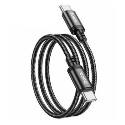 Кабель Type-c to Type-c HOCO X89 Wind, 1m, 3.0A, PD60W, ткань, цвет: чёрный (1/1000)