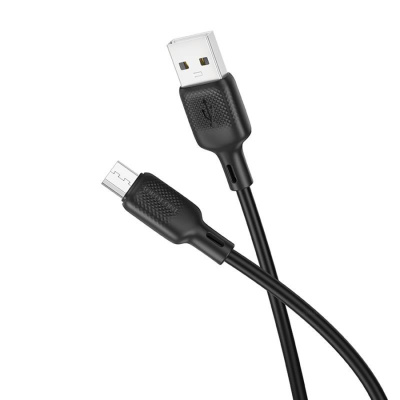 Кабель Usb to Micro BOROFONE BX113 Lenny, 2.0м, 2.4A, силикон, цвет: чёрный (1/360)