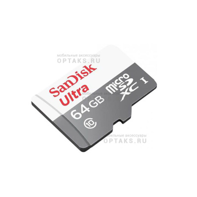 Карта памяти MicroSD 64 Гб SanDisk Class 10 Ultra Light UHS-I  (100 Mb/s) без адаптера