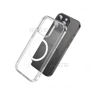 Чехол HOCO Magnetic series airbag, iPhone 15, прозрачный
