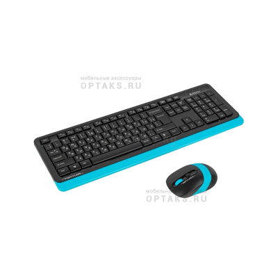 Комплект беспроводной Клавиатура + Мышь A4TECH Fstyler FG1010 клав:черный/синий мышь:черный/синий (1/10)