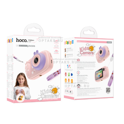 Фотоаппарат цифровой HOCO DV205, 600 mAh детский, 20 М/HD,  розовый