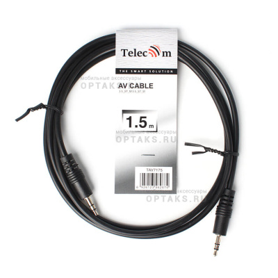 Aux-кабель TELECOM 3.5 Jack (M) / 3.5 Jack (M), стерео, аудио, 1.5 м