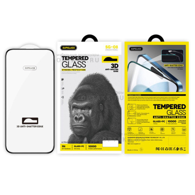 Защитное стекло с бортами SUPGLASS Nano Edge Glass SG-08, для iPhone 14 Pro Max (6.7)