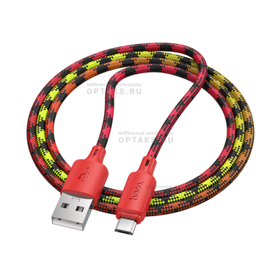 Кабель USB to Micro HOCO X116 Meridian, 1m, 2.4A,  красный