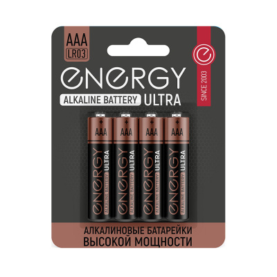 Элемент питания Energy Ultra LR03/4B (АAА) (4/48/576)