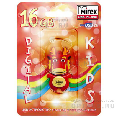 Флешка USB 16 Гб Mirex  DRAGON  красный  (ecopack)