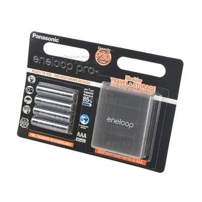 Аккумуляторная батарейка PANASONIC eneloop pro BK-4HCDEC4BE 930mAh ААА  R03 +футляр BL4