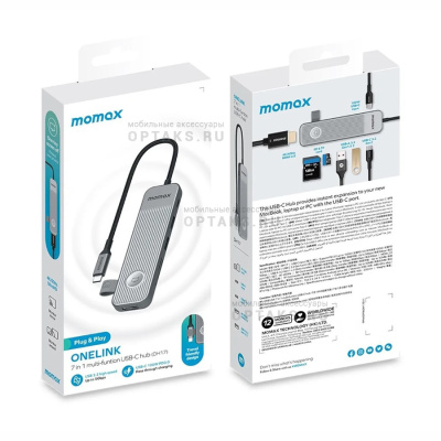Переходник-хаб MOMAX ONELINK 7 in 1 mutil-funtion USB-C hub (DH17) Grey