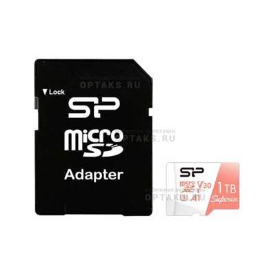 Карта памяти 1 Тб MicroSDXC Silicon Power Class 10 Superior A1 UHS-I U3 (R/W 100/80 Mb/s) + SD адаптер