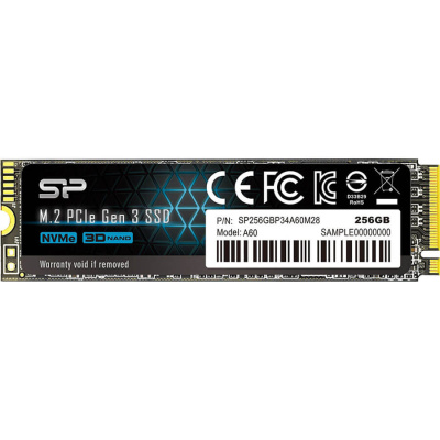Жесткий диск SSD Silicon Power  256 GB  P34A60, PCIe 3x4, R/W - 2200/1600 MB/s, (M.2), 2280, TLC 3D NAND