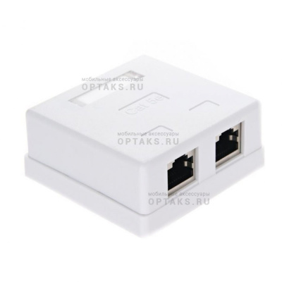 Розетка внешняя RJ-45 (FTP) 5E кат. двойная , экранированная TV-COM<STV-2RJ45F> (1/120)