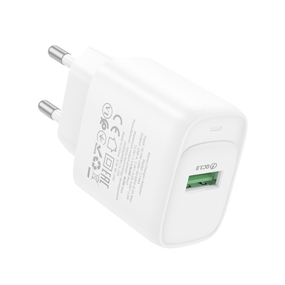 Блок питания сетевой 1 USB HOCO C140A Smart, PD18Вт, QC3.0, цвет: белый (1/36/216)