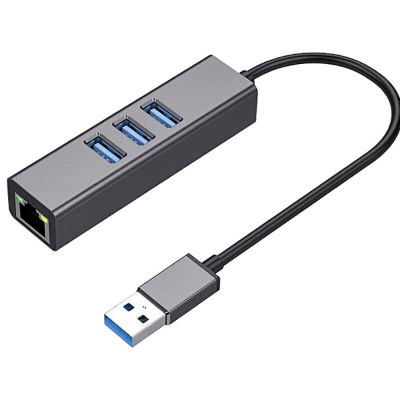 Переходник USB 3.0 -->RJ-45 1000Mbps +3 USB3.0, Aluminum Shell, 0.2м Telecom <TA311U> (1/140)
