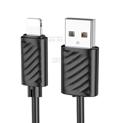 Кабель USB to Lightning HOCO X88 Gratified, 1m, 2.4A,  чёрный, не упакован