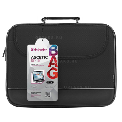 Сумка DEFENDER для ноутбука Ascetic 15"-16", чёрная, ткань (1/16)