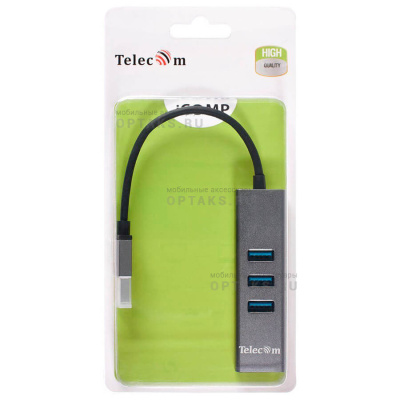 Переходник USB 3.0 -->RJ-45 1000Mbps +3 USB3.0, Aluminum Shell, 0.2м Telecom <TA311U> (1/140)