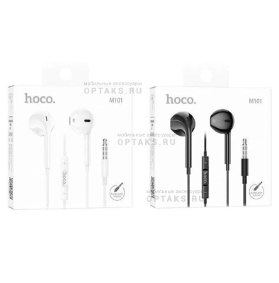 Наушники проводные внутриканальные HOCO M101, Crystal joy, Jack 3.5мм, 1.2 м,  белый
