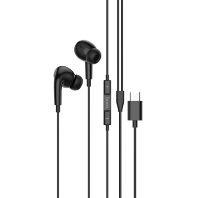 Наушники внутриканальные HOCO M101 Pro Crystal, микрофон, кнопка ответа, регулятор громкости, кабель Type-C, цвет: чёрный (1/126/756)