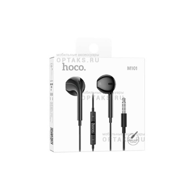 Наушники внутриканальные HOCO M101, AUX разъём с МК длина 1.2м, цвет: черный (1/144/864)