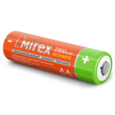 Аккумулятор Ni-MH Mirex HR6 / AA 2500mAh 1,2V 4 шт (4/40/200), ecopack